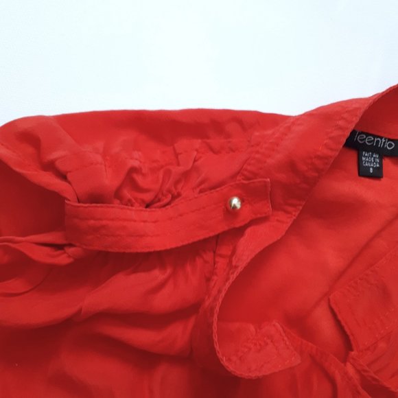 Teenflo Vermillion 100% Silk SleevelessTop - Picture 3 of 6